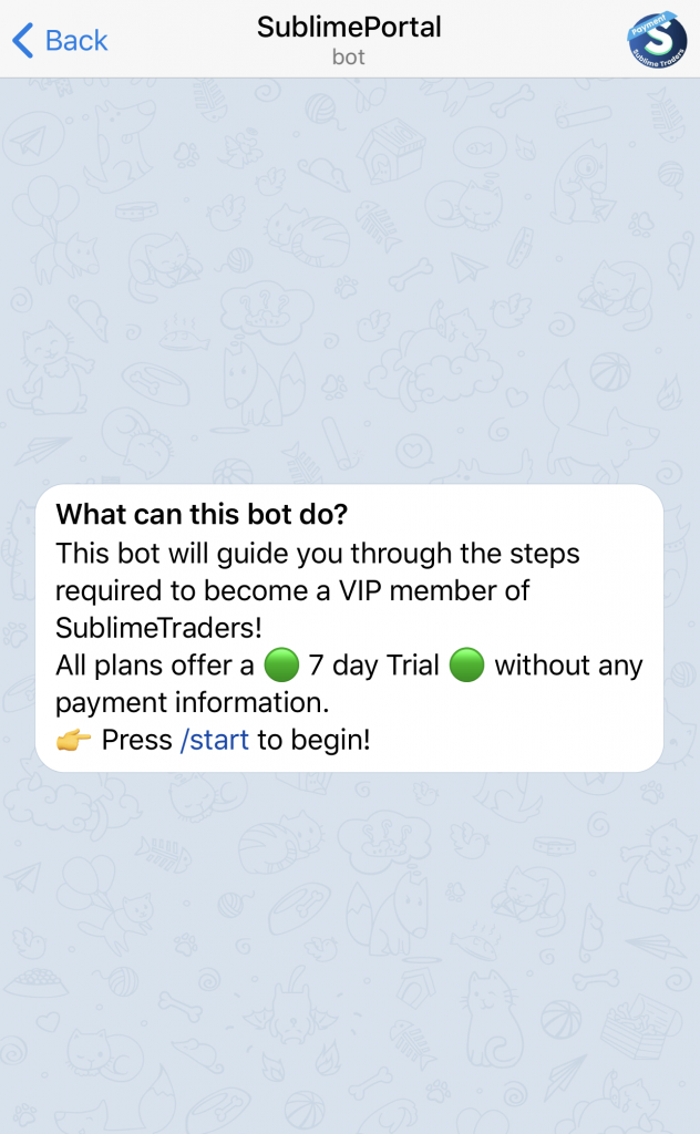 Sublimeportal crypto signals telegram bot